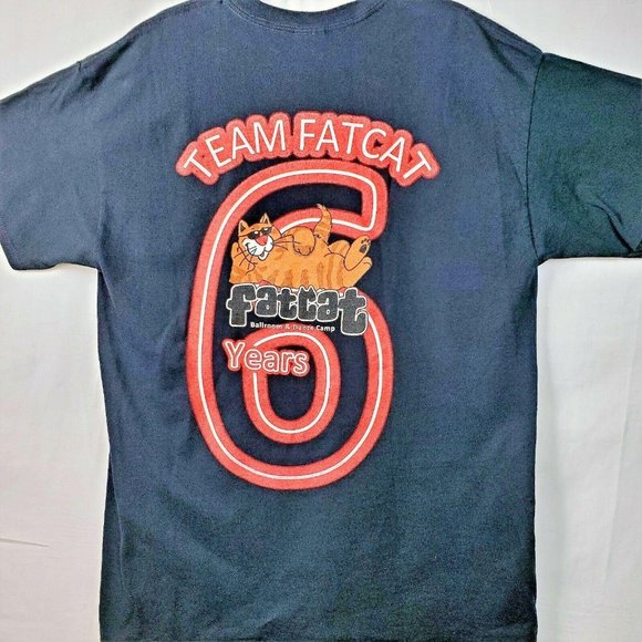 FatCat Black T shirt Large w/ Teamcat 6 silkscreen short sleeve - Picture 2 of 4